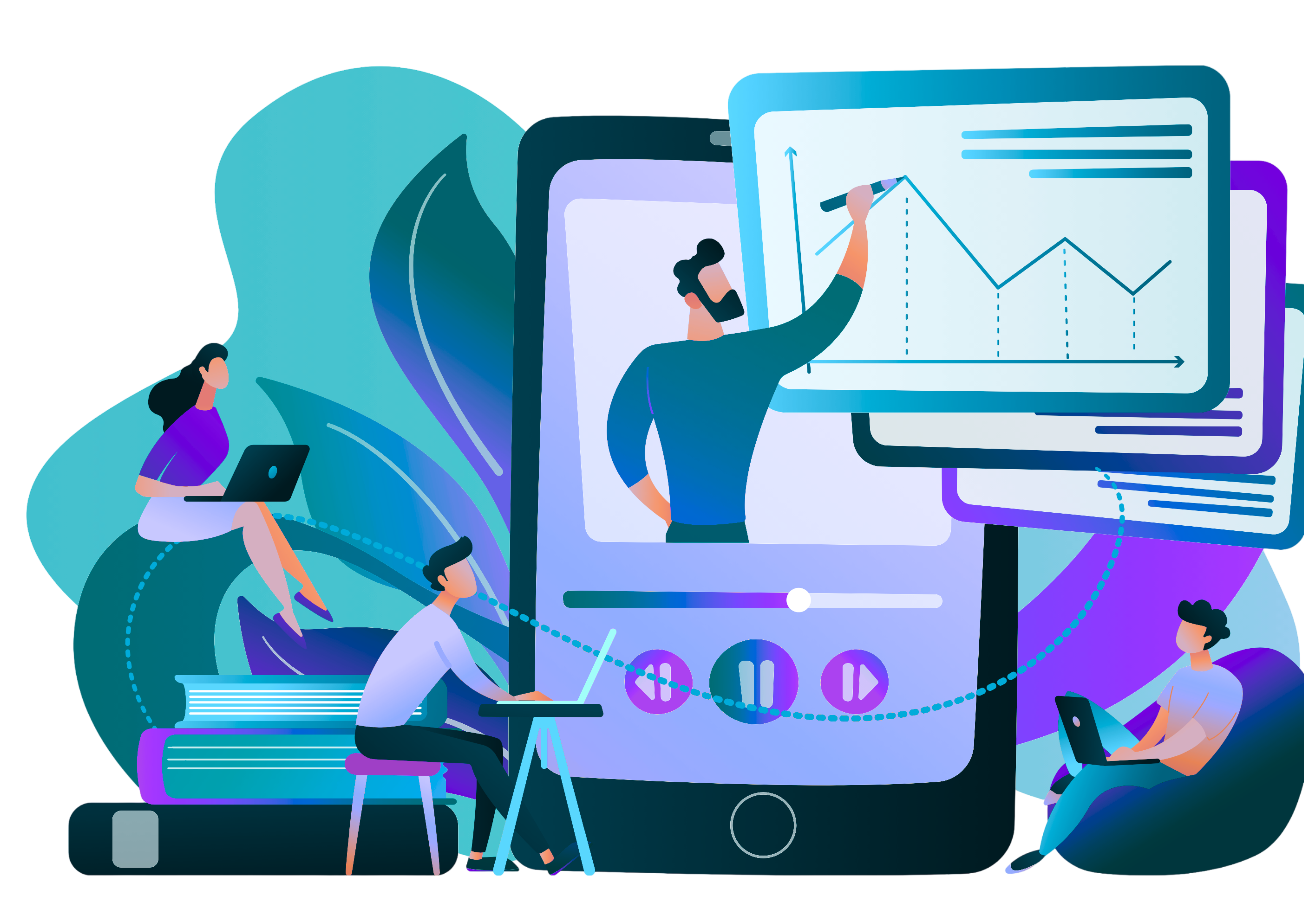Online language learning illustration